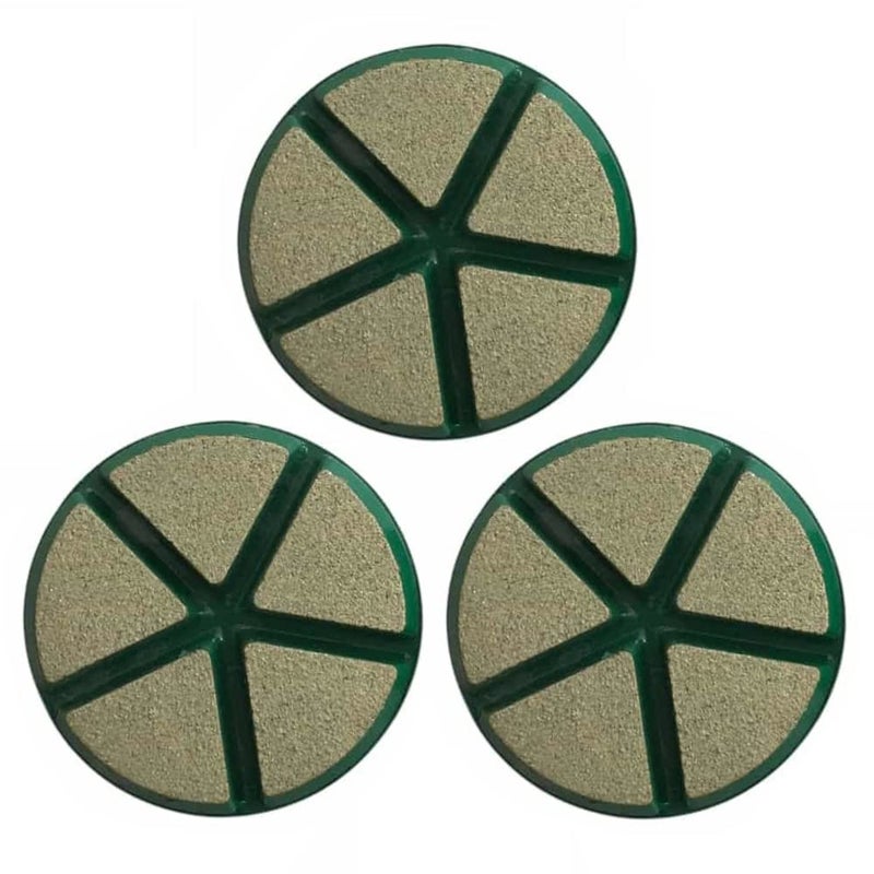 EDiamondTools 3" Ceramic Transitional Concrete Diamond Grinding Pads, Set of 3, Dry or Wet, 50 Grit - Image 1